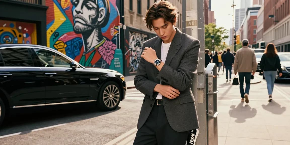 Showcasing stylish rolex super clone watches in an urban setting, highlighting intricate details and luxurious appeal.