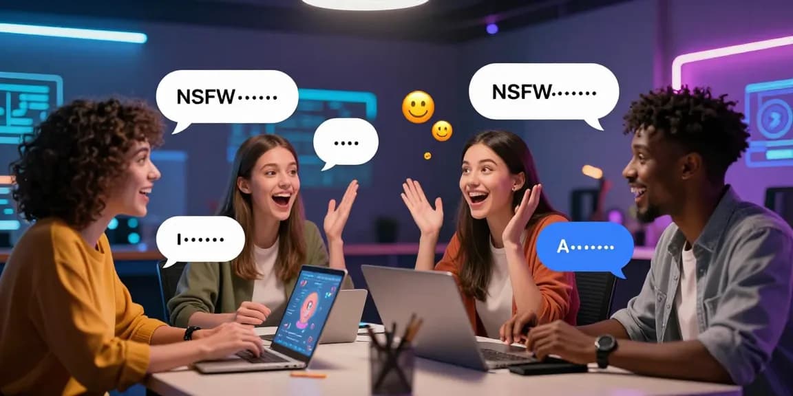 Engaging NSFW AI chat interface with animated characters and lively user interactions