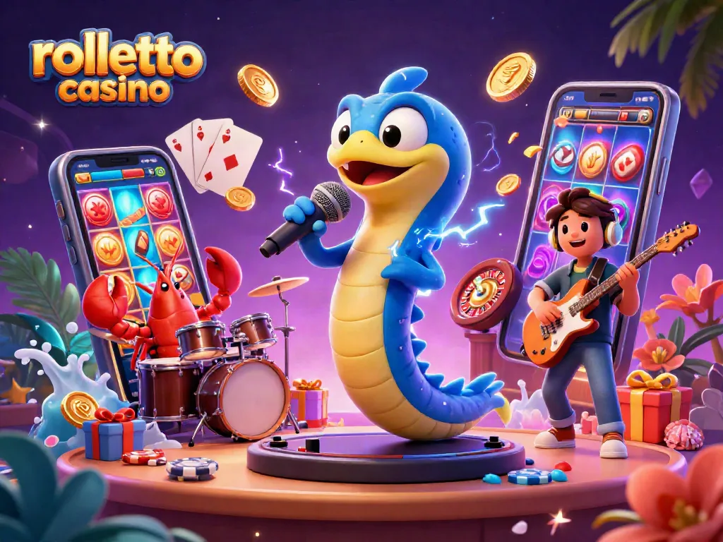 Experience the thrill of Rolletto Casino with vibrant characters and lively gaming elements.