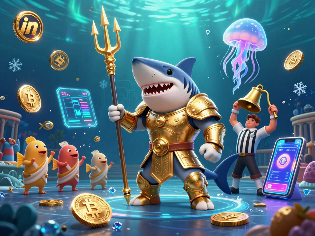 Engage in thrilling underwater casino action with "in" as a fierce shark gladiator.