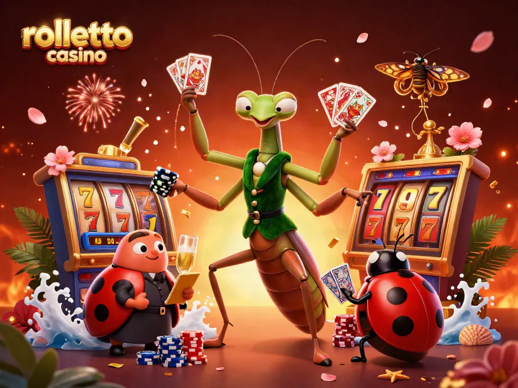 Join the excitement at rolletto casino with vibrant card games and jackpot thrills in this colorful scene.