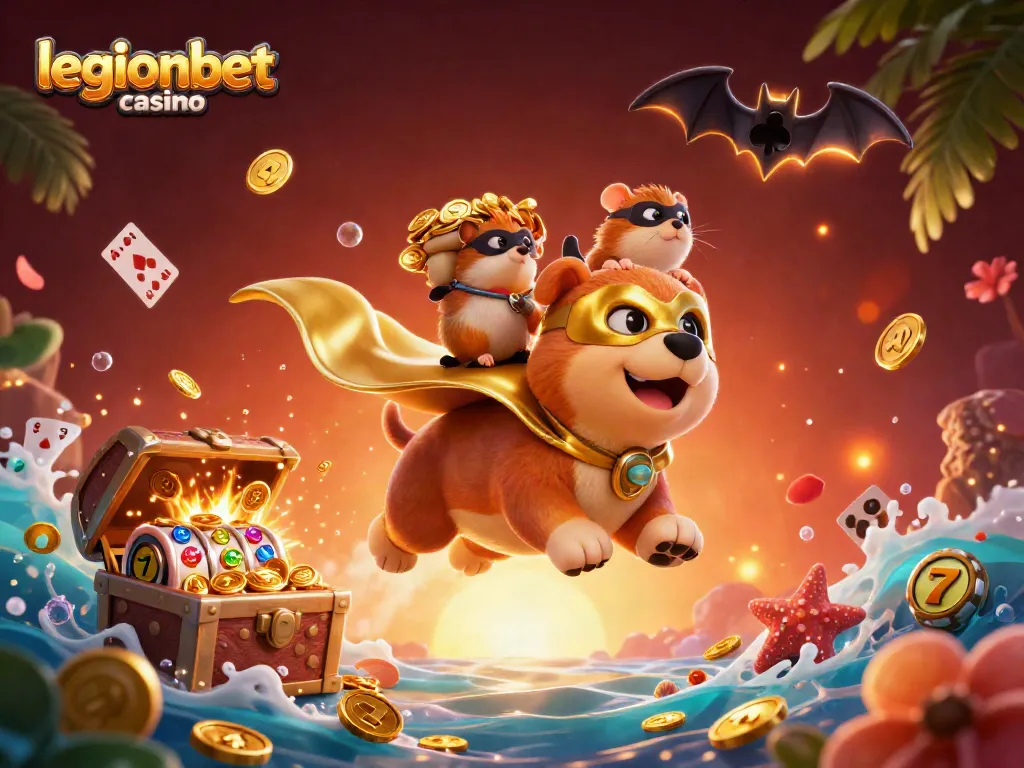 Experience leading games at legionbet casino while a superhero dog zooms through a colorful, dynamic scene.